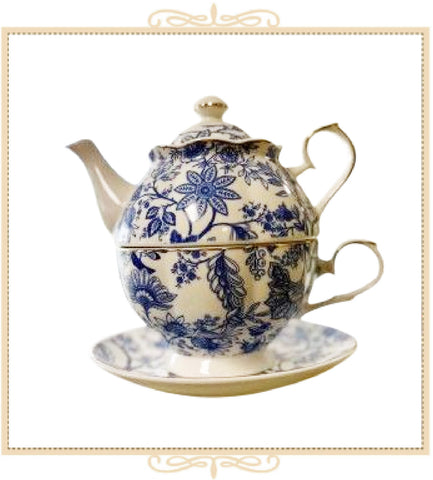 Blue Vines 4 Pieces Tea For One Set