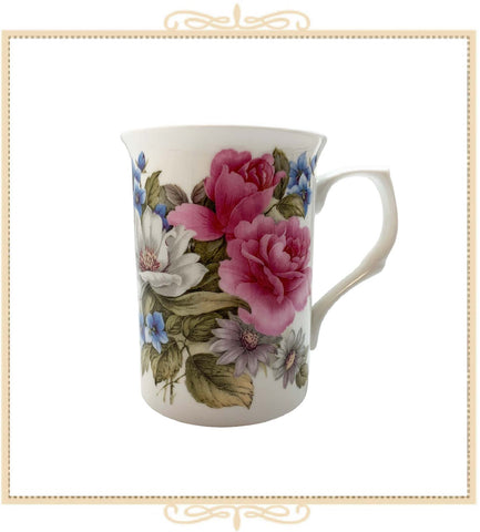 Floral Can Mug - Pink & White Roses