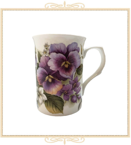 Floral Can Mug - Purple Pansies