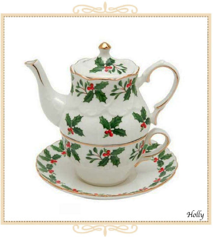 Holiday 4 Piece Tea for One Set - Assorted Patterns