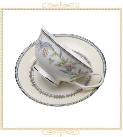 Lotus Garden Bone China Teacup and Saucer
