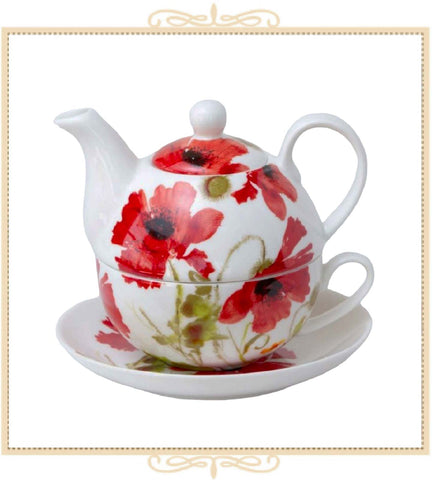 Poppy Bloom 4 Piece Tea for One Set