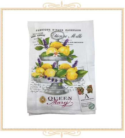 Queen Mary Signature Lemons & Lavender Cotton Tea Towel