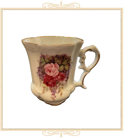 Queen Mary Signature Floral Mug Pink and Red Rose Vines