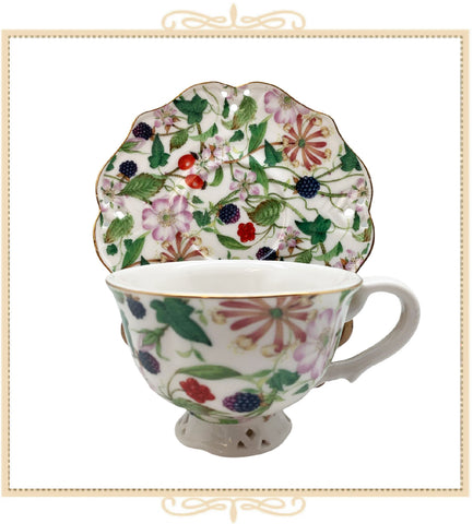 Summer Berry Teacup and Saucer