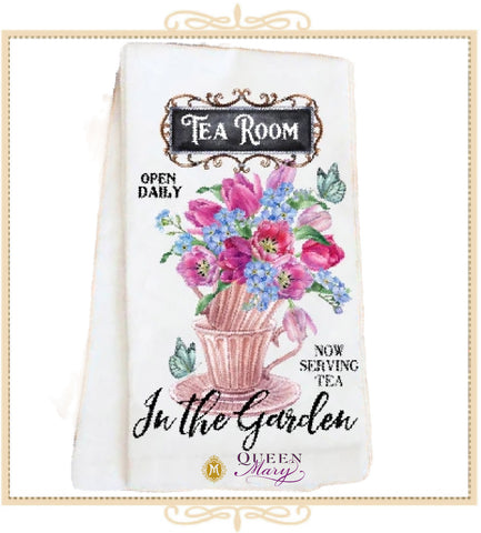 Queen Mary Signature Tea Room in the Garden Tulips Cotton Tea Towel