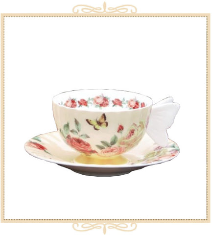 Butterfly Pink Teacup and Saucer