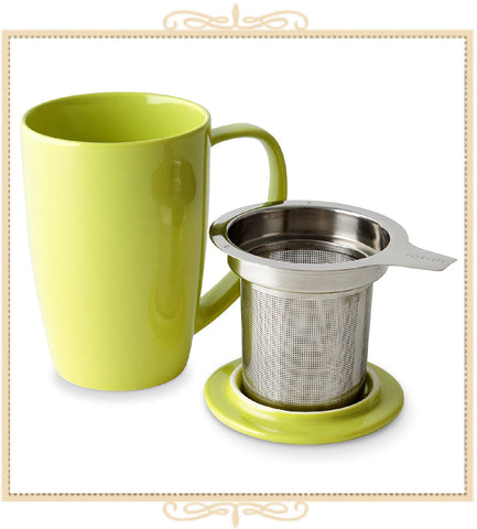 Curve Tall Tea Mug With Infuser & Lid 15 oz Lime