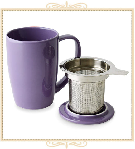 Curve Tall Tea Mug With Infuser & Lid 15 oz Purple
