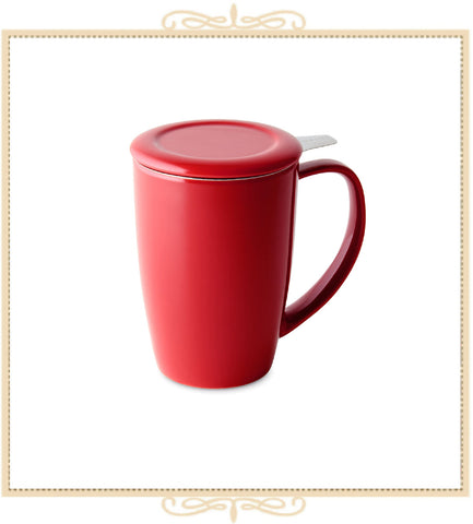 Curve Tall Tea Mug With Infuser & Lid 15 oz Red