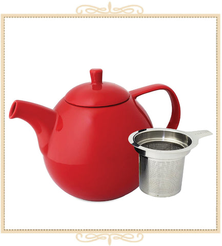 Curve Teapot With Infuser 45 oz Red