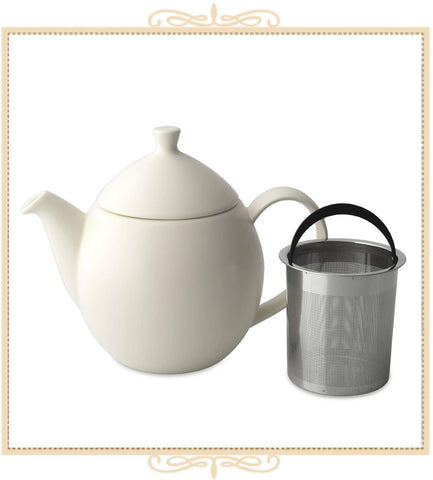 Dew Satin Teapot With Basket Infuser 32 oz Natural Cotton