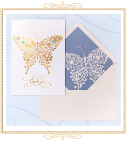 Golden Butterfly 5" x 7" THANK YOU CARD