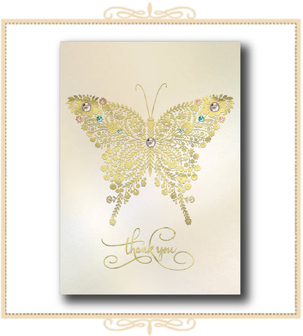 Golden Butterfly 5" x 7" THANK YOU CARD