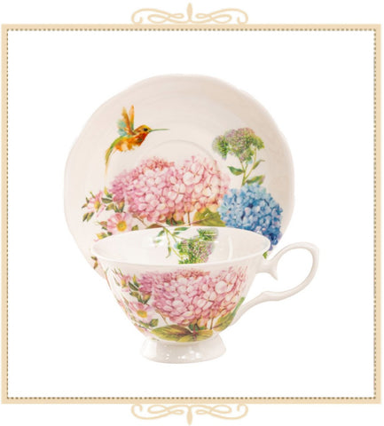 Hydrangea Everlasting Bone China Teacup with Saucer