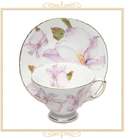 Iris Floral Teacup and Saucer