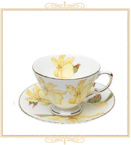 Iris Floral Teacup and Saucer