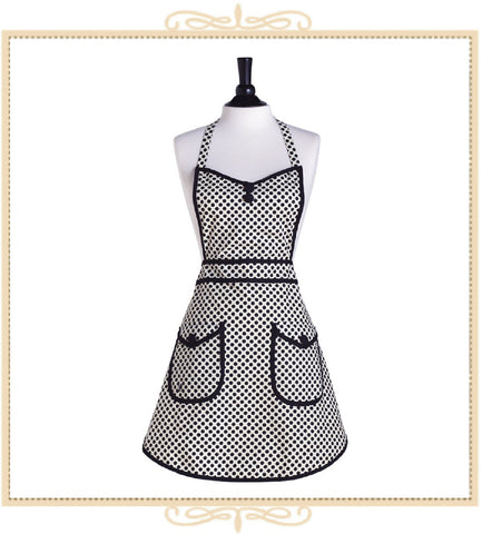 Jessie Steele White and Black Deco Dot Audrey Apron