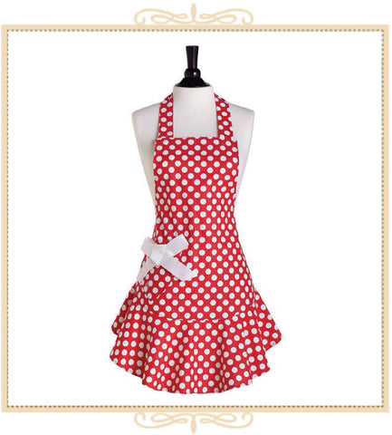 Jessie Steele Red and White Polka Dot Josephine Apron
