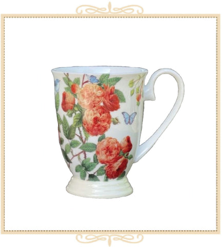 Orange Rose Garden Footed Mug