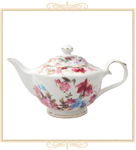 Pink Blue Hydrangea Garden Teapot