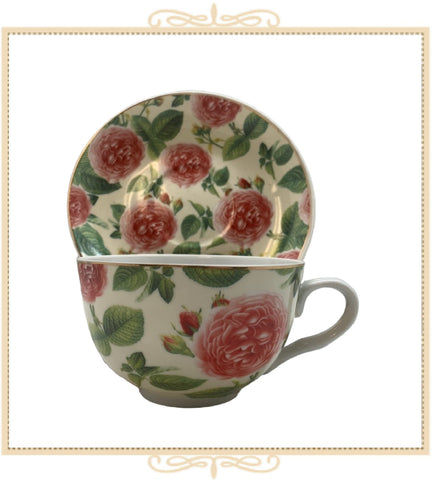 Pink Roses Teacup and Saucer
