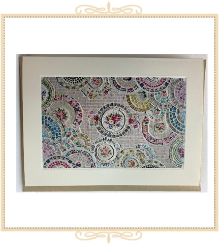 Saucer Mosaic Tile Greeting Card (QM5)