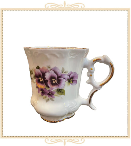 Queen Mary Signature Floral Mug Purple Pansies (FM5)
