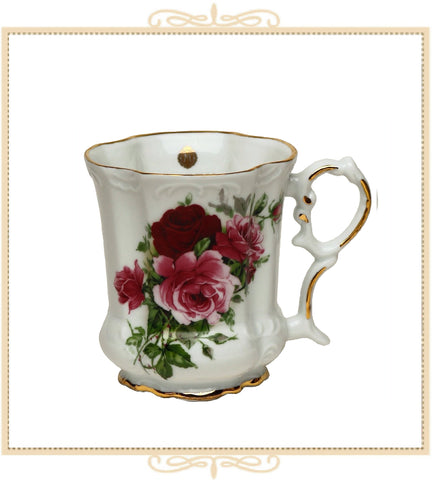 Queen Mary Signature Floral Mug Pink & Red Summer Rose