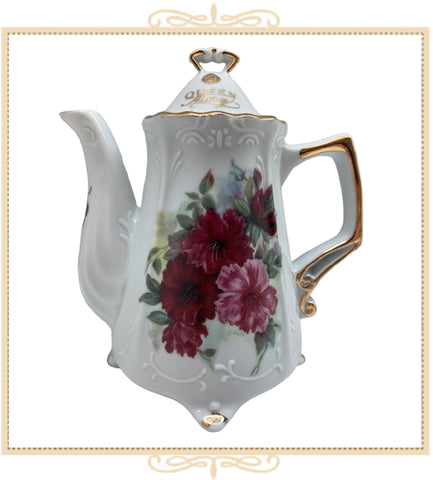 Queen Mary Signature Teapot Red & Pink Hibiscus