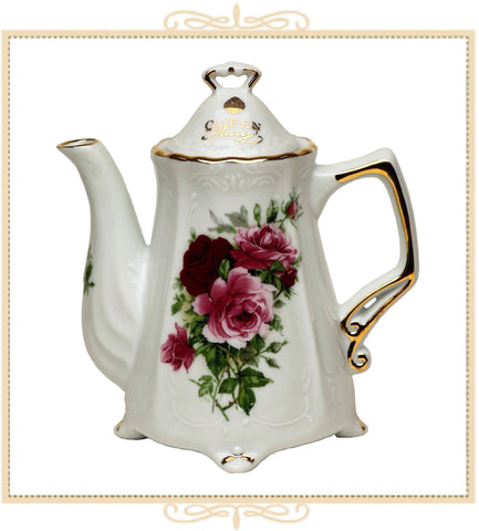 Queen Mary Signature Teapot Pink & Red Roses
