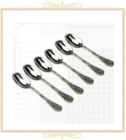 Silverplate Demi Spoons with Antique Sunflowers, Set of 6 Boxed