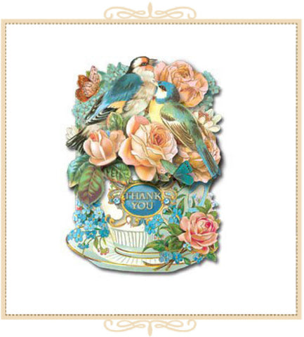 Birds in Teacup Dimensional THANK YOU CARD