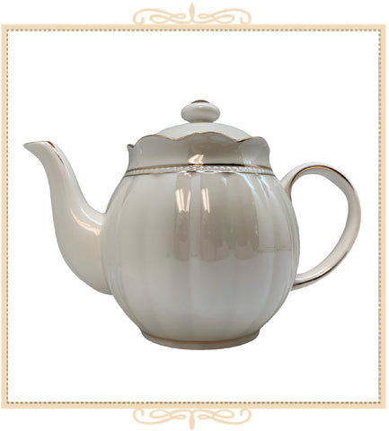 White Luster Gold Teapot