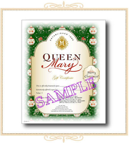 Queen Mary Holiday Gift Certificate