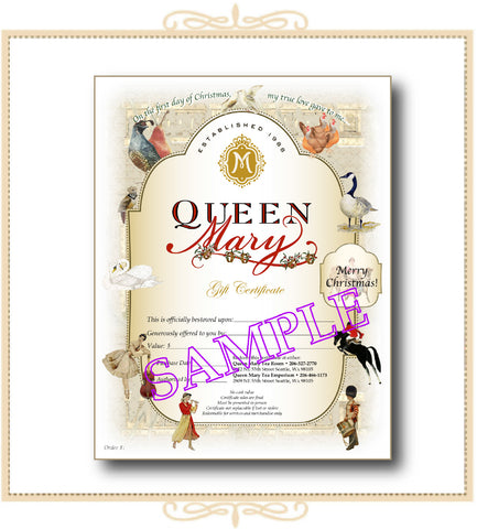 Queen Mary Holiday Gift Certificate