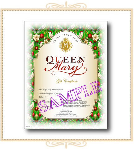 Queen Mary Holiday Gift Certificate