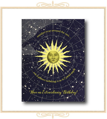 Another Year Around the Sun Glitter Birthday Card 5" x 7" (CG-AYA)