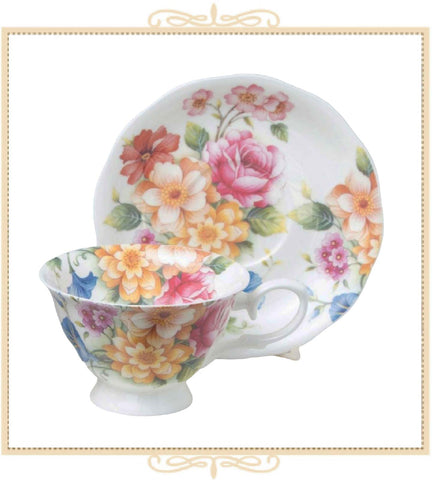 Autumn Bouquet Teacup and Saucer