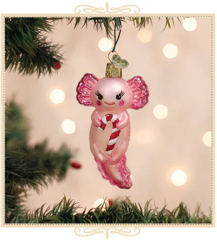 Axoloto with Candy Cane Ornament