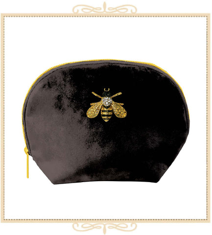 Black Bee Velvet Brooch Pouch/Bag