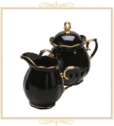 Grace Teaware Black and White Scallop Fine Porcelain Teapot