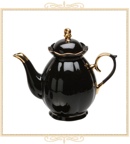 Black Gold Luster Teapot