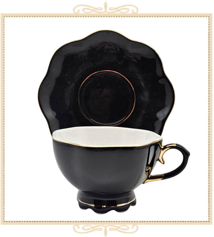 Black Luster Gold Teacup and Saucer