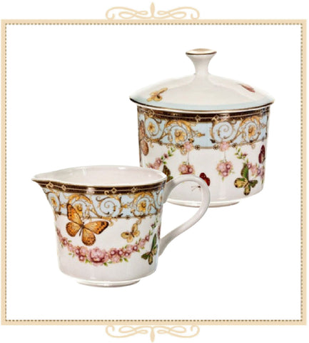 Blue Butterfly Sugar and Creamer Set