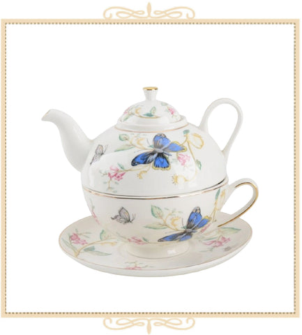 Blue Butterflies Tea For One Set
