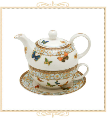 Blue Butterfly 4 Pieces Tea For One Set