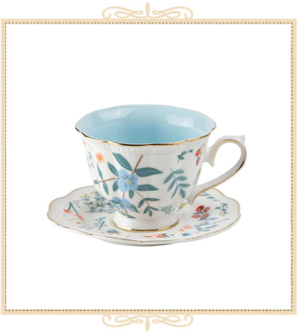 Blue Leaves Teacup and Saucer