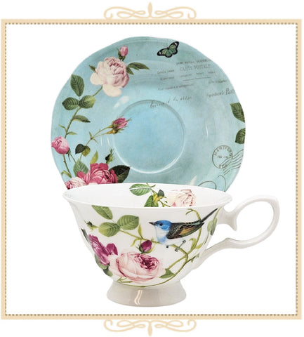 Blue Jay Teacup and Saucer