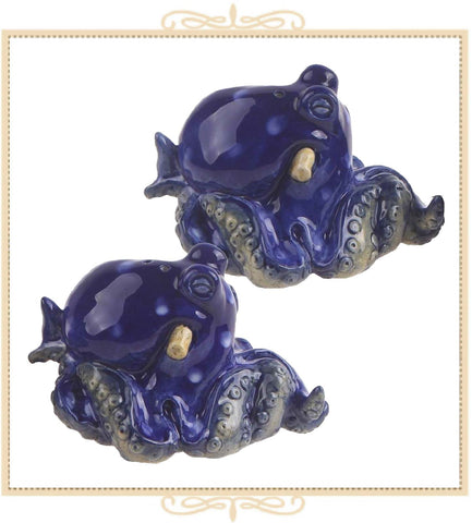 Blue Octopus Salt and Pepper Shakers